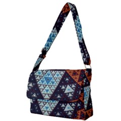 Fractal Triangle Geometric Abstract Pattern Full Print Messenger Bag (l) by Cemarart