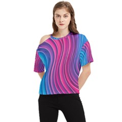 Spiral Swirl Pattern Light Circle One Shoulder Cut Out T-shirt by Ndabl3x