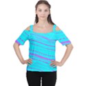 Wave Stripe Pattern Design Aqua Cutout Shoulder T-Shirt View1