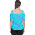 Wave Stripe Pattern Design Aqua Cutout Shoulder T-Shirt View2