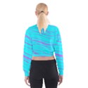 Wave Stripe Pattern Design Aqua Cropped Sweatshirt View2