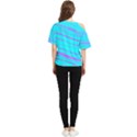 Wave Stripe Pattern Design Aqua One Shoulder Cut Out T-Shirt View2