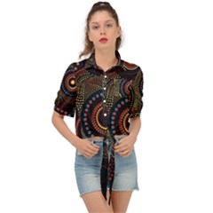 Abstract Geometric Pattern Tie Front Shirt  by Ndabl3x