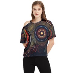 Abstract Geometric Pattern One Shoulder Cut Out T-shirt by Ndabl3x