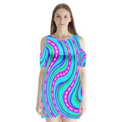 Swirls Pattern Design Bright Aqua Shoulder Cutout Velvet One Piece by Ndabl3x