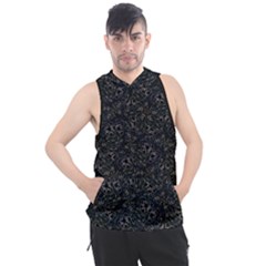 Midnight Blossom Elegance Black Backgrond Men s Sleeveless Hoodie by dflcprintsclothing