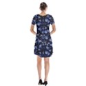 Stylized Floral Intricate Pattern Design Black Backgrond Short Sleeve V-neck Flare Dress View2