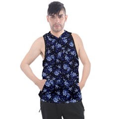 Stylized Floral Intricate Pattern Design Black Backgrond Men s Sleeveless Hoodie by dflcprintsclothing