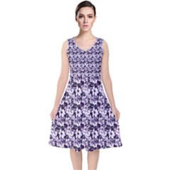 Purple Roses 1 Purple Roses V-neck Midi Sleeveless Dress  by DinkovaArt