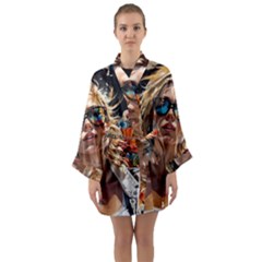 Colorful Model Long Sleeve Satin Kimono by Sparkle