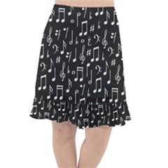 Chalk Music Notes Signs Seamless Pattern Fishtail Chiffon Skirt by Ravend