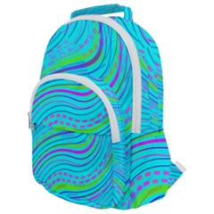 Pattern Swirl Pink Green Aqua Rounded Multi Pocket Backpack by Ndabl3x