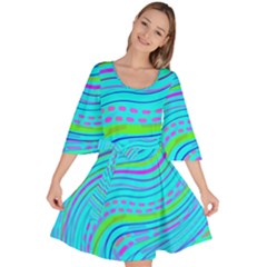 Pattern Swirl Pink Green Aqua Velour Kimono Dress by Ndabl3x