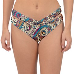 Paisley Print Musical Notes Double Strap Halter Bikini Bottoms by RiverRootz