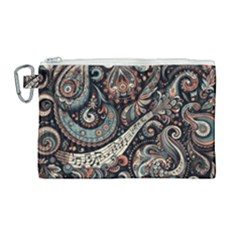 Paisley Print Musical Notes7 Canvas Cosmetic Bag (large) by RiverRootz