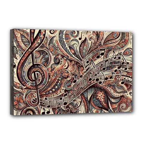 Paisley Print Musical Notes5 Canvas 18  X 12  (stretched) by RiverRootz