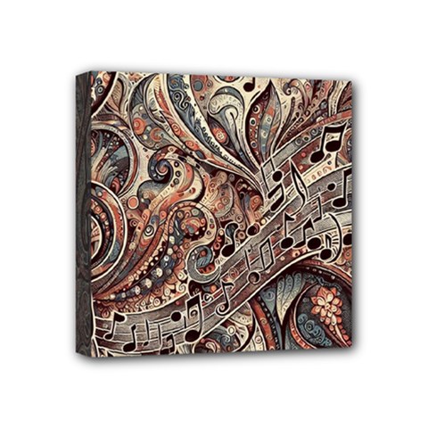 Paisley Print Musical Notes5 Mini Canvas 4  X 4  (stretched) by RiverRootz