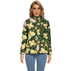 Flowers Rose Blossom Pattern Women s Puffer Bubble Jacket Coat by Ndabl3x