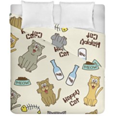 Happy Cats Pattern Background Duvet Cover Double Side (california King Size) by Grandong