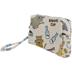 Happy Cats Pattern Background Wristlet Pouch Bag (small) by Grandong