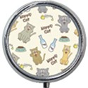 Happy Cats Pattern Background Mini Round Pill Box View1