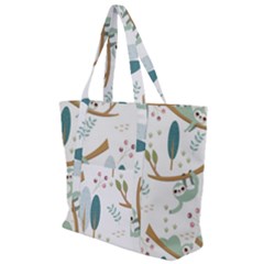 Pattern Sloth Woodland Zip Up Canvas Bag by Hannah976