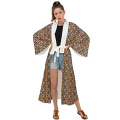 Gold Silver And Bronze Medals Motif  Seamless Pattern2 Wb Maxi Kimono by dflcprintsclothing