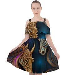 Pattern With Horses Cut Out Shoulders Chiffon Dress by 2607694a