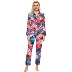 Us Presidential Election Colorful Vibrant Pattern Design  Womens  Long Sleeve Velvet Pocket Pajamas Set by dflcprintsclothing