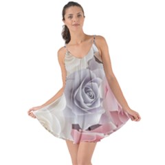 Pastel Rose  Flower Blue Pink White Love The Sun Cover Up by Cemarart