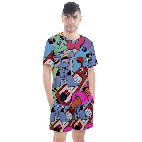 Graffiti Monster Street Theme Men s Mesh T-shirt And Shorts Set by Bedest