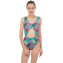 Pattern Leaves Background Nature Center Cut Out Swimsuit by Proyonanggan