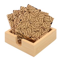 Pattern Leaves Background Nature Bamboo Coaster Set by Proyonanggan