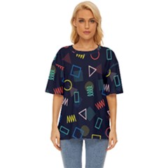 Memphis Seamless Patterns Abstract Jumble Textures Oversized Basic T-shirt by Hannah976