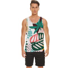 Abstract Seamless Pattern With Tropical Leaves Men s Wide Collar Tank Top by Hannah976