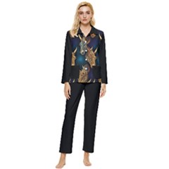 Schwarz Pferde Muster Womens  Long Sleeve Velvet Pocket Pajamas Set by 2607694c