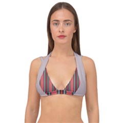 Rosa Grau Streifen Double Strap Halter Bikini Top by 2607694c