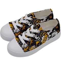 Boom Bang Art Crazy Drawing Graffiti Hello Retro Sayings Yellow Kids  Low Top Canvas Sneakers by Bedest