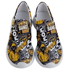 Boom Bang Art Crazy Drawing Graffiti Hello Retro Sayings Yellow Women s Lightweight Slip Ons by Bedest