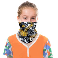 Boom Bang Art Crazy Drawing Graffiti Hello Retro Sayings Yellow Face Covering Bandana (kids) by Bedest