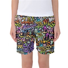 Graffiti Word Seamless Pattern Women s Basketball Shorts by Bedest