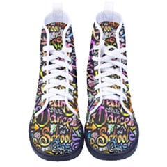 Graffiti Word Seamless Pattern Women s High-top Canvas Sneakers by Bedest