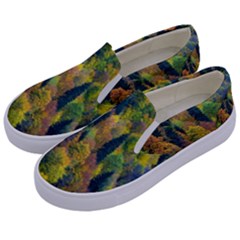 Forest Trees Leaves Fall Autumn Nature Sunshine Kids  Canvas Slip Ons by Ravend