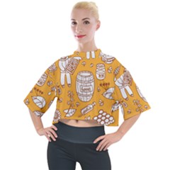 Vector-honey-element-doodle-seamless-pattern-with-beehive-beeke Mock Neck T-shirt by Ket1n9