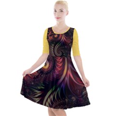 Gelb Fractal Quarter Sleeve A-line Dress by 2607694c