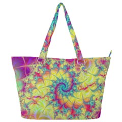 Fractal Spiral Abstract Background Vortex Yellow Full Print Shoulder Bag by Ket1n9