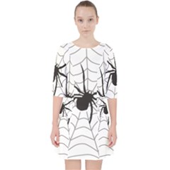 Spider Web Quarter Sleeve Pocket Dress by Azkajaya