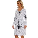 Spider Web Long Sleeve Dress With Pocket View2