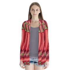 Seamless-chili-pepper-pattern Drape Collar Cardigan by Ket1n9