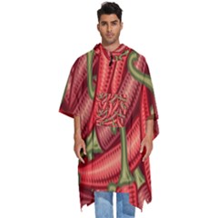 Seamless-chili-pepper-pattern Men s Hooded Rain Ponchos by Ket1n9